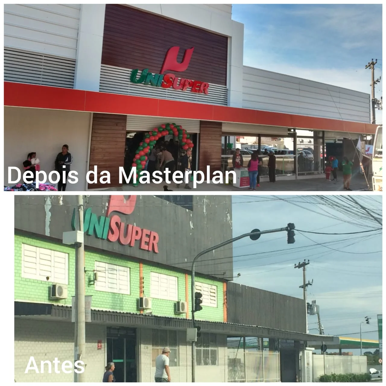 Comparação visual antes e depois de unidade Unisuper projetada pela Masterplann