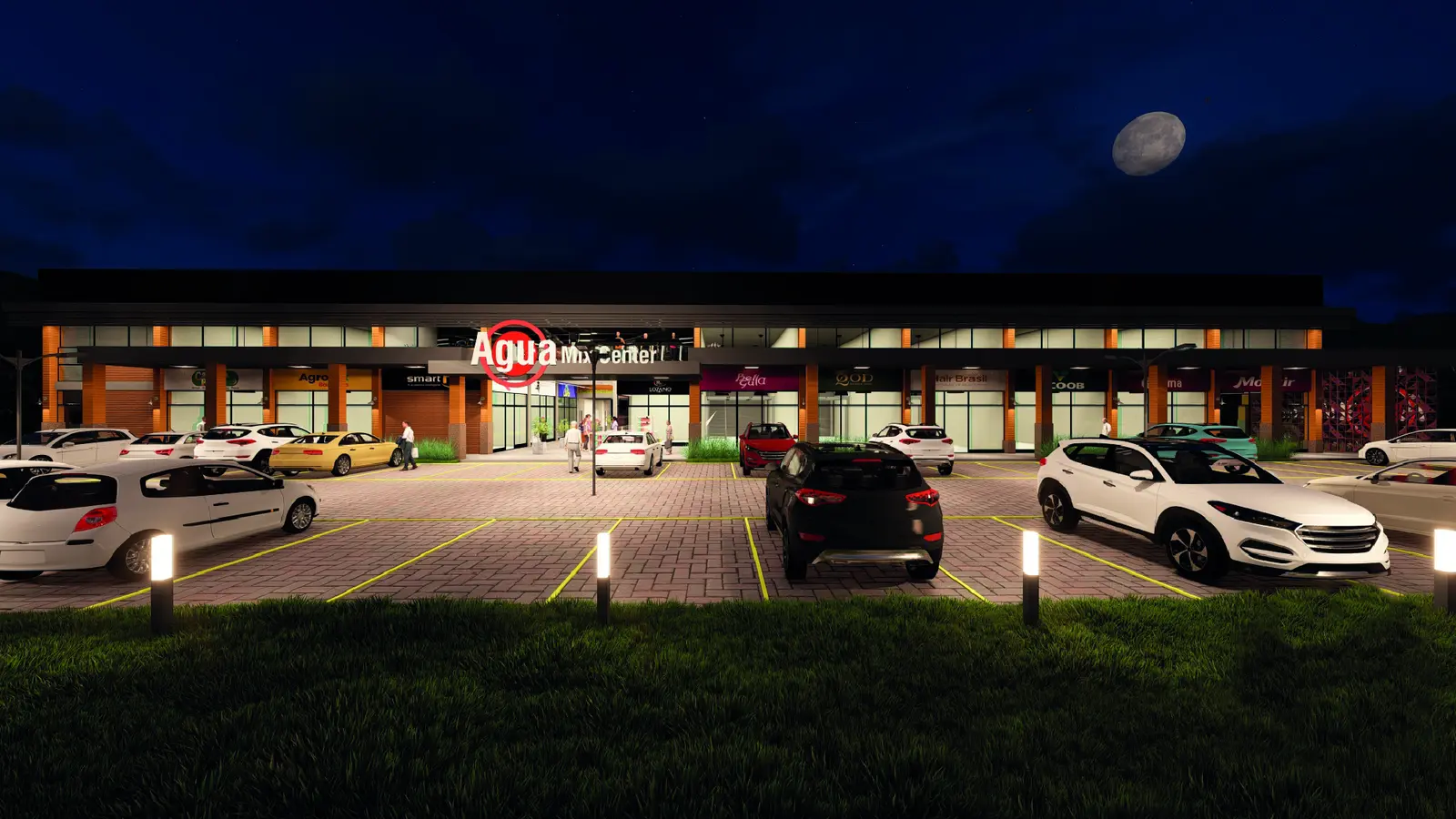 Alphaville Open Mall em período noturno